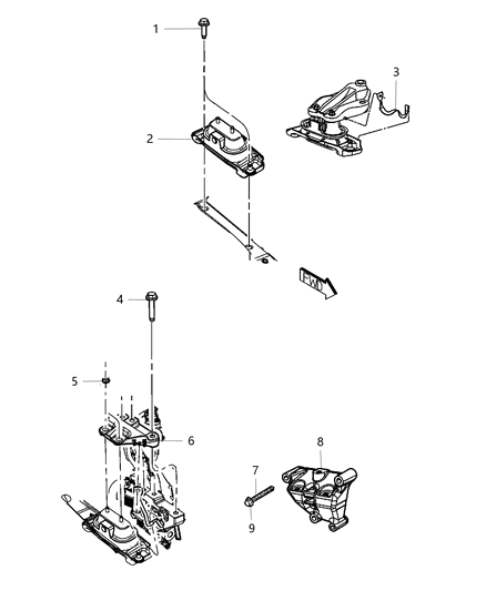 2015 Chrysler Town & Country Engine Mounting Right Side Diagram 2