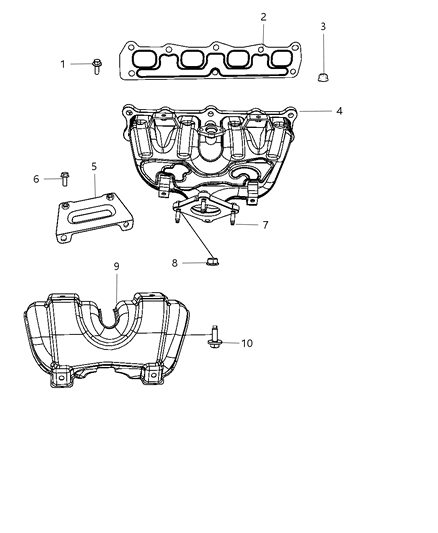 2010 Dodge Journey Exhaust Manifold / Turbo Charger Assembly & Heat Shield Diagram 3