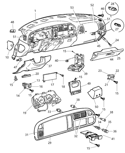 1998 Dodge Ram 3500 Cover-Steering Column Opening Diagram for 5EU13LAZAB