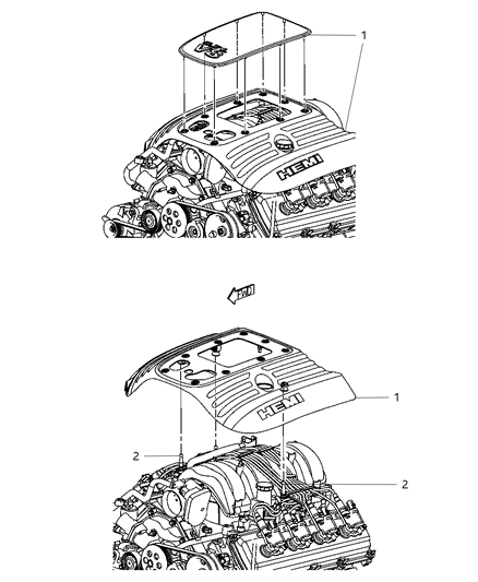 2008 Jeep Commander Engine Cover & Related Parts Diagram 2