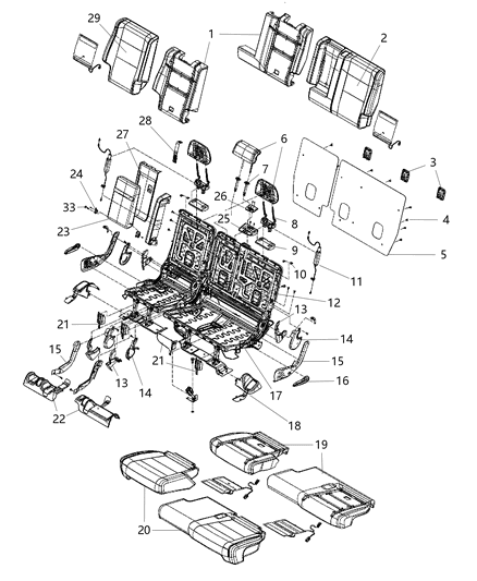2011 Jeep Grand Cherokee Second Row Armrest Diagram for 1TM241X9AA