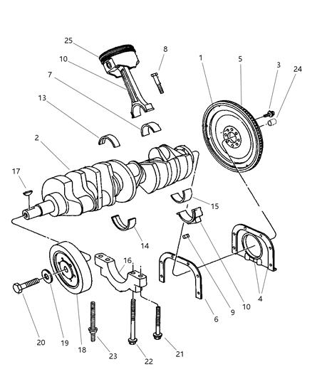 2000 Dodge Viper Crankshaft & Piston Diagram