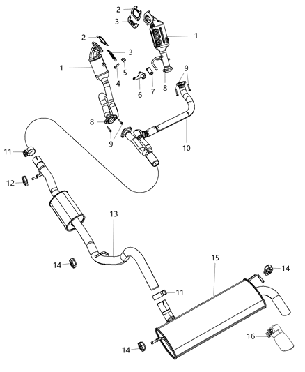 2015 Jeep Wrangler Exhaust Muffler And Tailpipe Diagram for 5147215AD