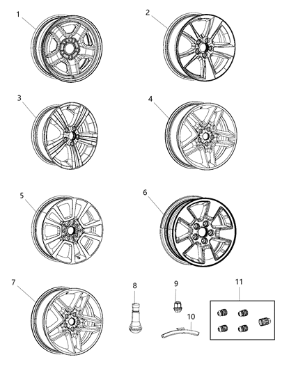 2017 Jeep Compass Aluminum Wheel Diagram for 5XT94LAUAA
