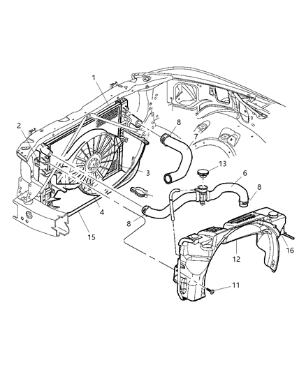 2001 Dodge Durango Radiator & Related Parts Diagram 2