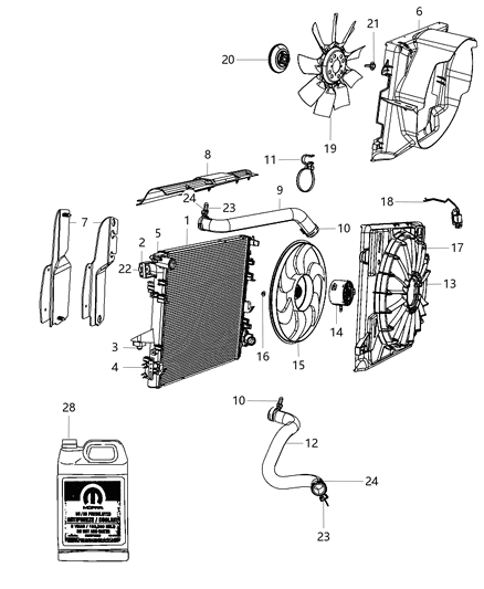2012 Jeep Wrangler Engine Cooling Radiator Diagram for 2AMR2957AA