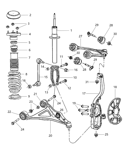 2007 Dodge Charger Front Coil Spring Diagram for 4895704AA