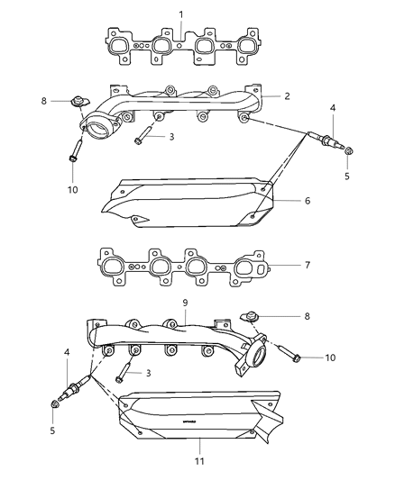 2007 Jeep Commander Exhaust Manifolds & Mounting Diagram 2