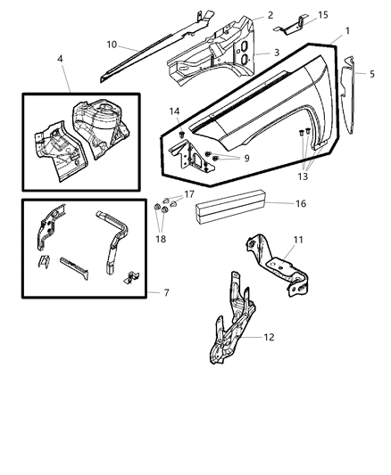 2012 Jeep Compass REINFMNT-Fender Diagram for 68079654AD