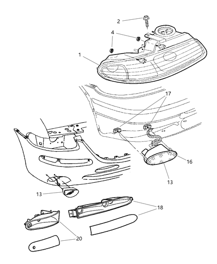 1998 Chrysler Town & Country Lamps - Front Diagram