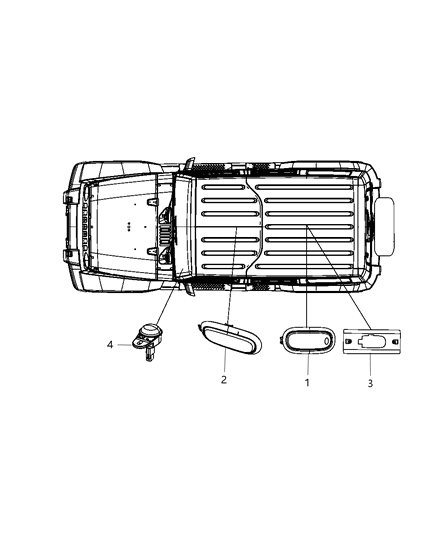 2008 Jeep Wrangler Lamps - Cargo - Dome - Courtesy Diagram