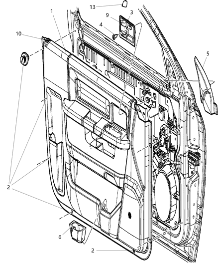 2013 Ram 1500 Panel-Front Door Trim Diagram for 1VY491U7AC