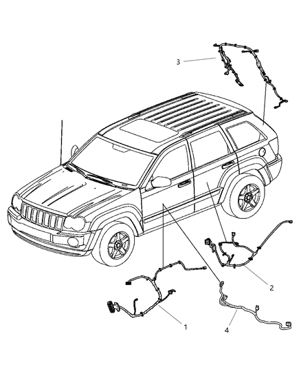 2007 Jeep Grand Cherokee Wiring-Front Door Diagram for 56048798AA