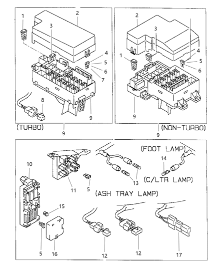 1997 Dodge Avenger Wiring - Attaching Parts - Relay Boxes Diagram