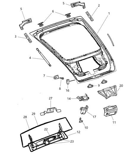 2006 Chrysler Crossfire Handle-Latch Diagram for 5174402AA