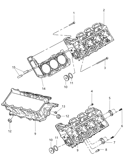 2007 Jeep Commander Cylinder Head & Covers And Mounting Diagram 1