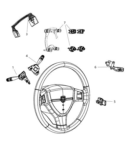 2009 Jeep Wrangler Switches - Steering Column & Wheel Diagram