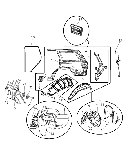 2004 Jeep Grand Cherokee Panel-Body Side Aperture Rear Diagram for 5083111AF