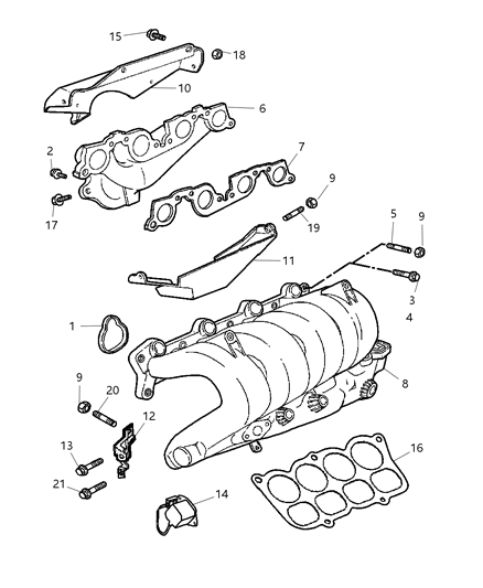 2004 Dodge Neon Gasket-Exhaust Manifold Diagram for 4667492