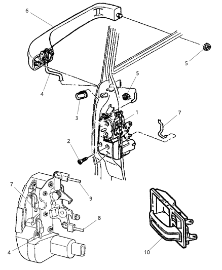1999 Jeep Cherokee Link-Latch Release Diagram for 55076040AB