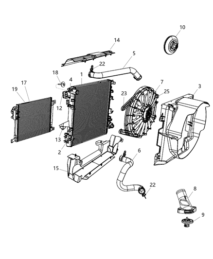 2007 Jeep Wrangler Radiator & Related Parts Diagram