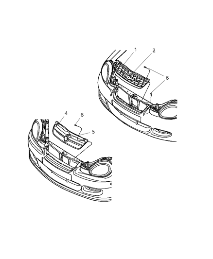 2002 Dodge Neon Grille & Related Parts Diagram