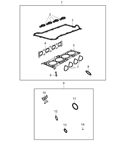 2012 Dodge Dart Engine Gasket Kits Diagram