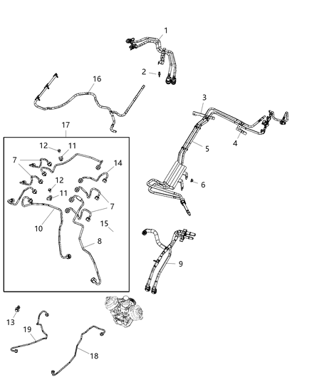 2021 Jeep Gladiator Tube-Fuel INJECTOR Supply Diagram for 68490024AA