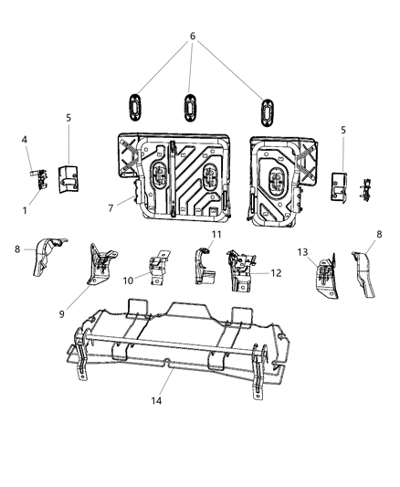 2012 Jeep Compass Rear Seat Attaching Parts Diagram