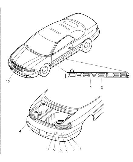 1998 Chrysler Sebring Nameplate Diagram for 5288277