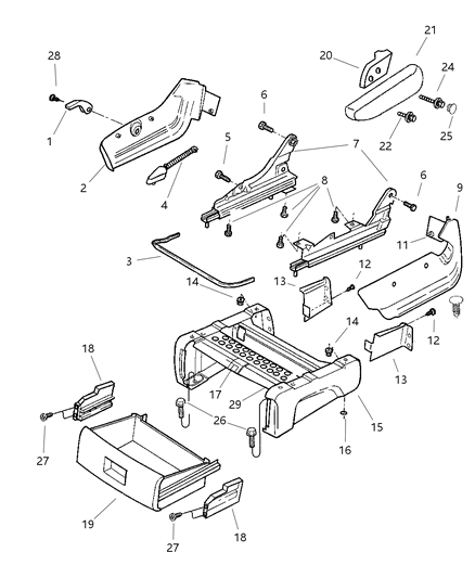2003 Chrysler Town & Country Front Seat - Attaching Parts Diagram 1