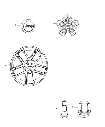 2013 Jeep Compass Wheel Center Cap Diagram for 1LB77CDMAB