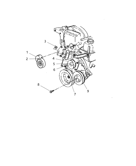 2005 Chrysler Town & Country Pulley & Related Parts Diagram 1