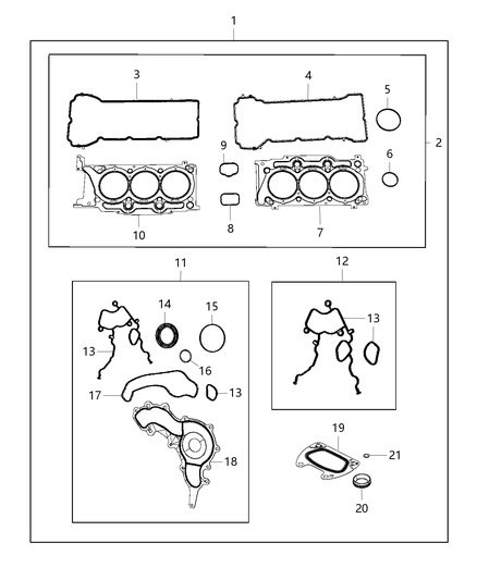 2015 Jeep Wrangler Engine Gasket / Install Kits Diagram 3