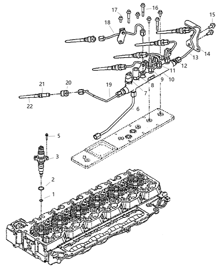 2003 Dodge Ram 2500 Tube-Fuel INJECTOR Supply Diagram for 5086874AB