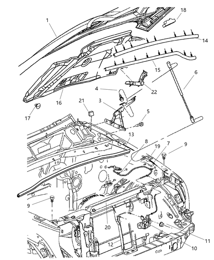 2005 Jeep Liberty Cable-Hood Release Diagram for 55360280AF