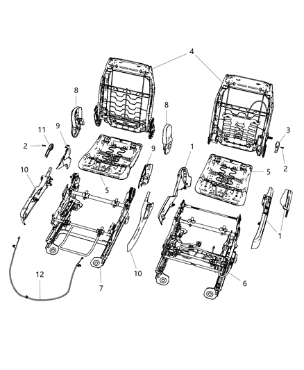 2007 Chrysler Sebring Front Seat Adjusters, Frames & Shield Diagram 2