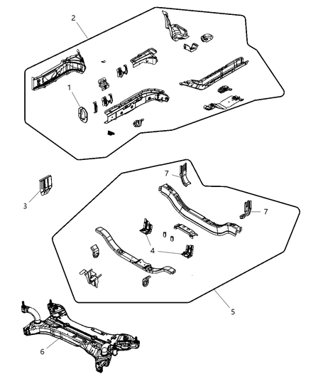 2012 Jeep Compass Rail-Frame Front Diagram for 5074803AI