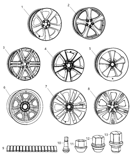 2012 Dodge Charger Wheels & Hardware Diagram
