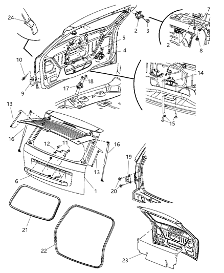 2006 Jeep Grand Cherokee Deck Lid Liftgate, Latch & Hinges Diagram
