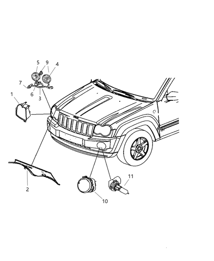 2006 Jeep Grand Cherokee Lamp - Front End Diagram
