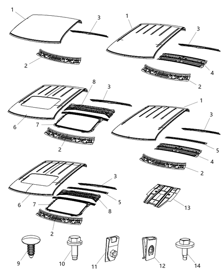 2011 Ram 1500 Panel-Roof Diagram for 55372215AB