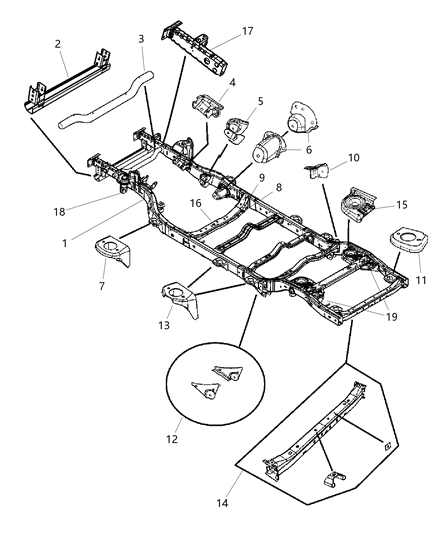 2007 Jeep Wrangler Extension-Front Rail Diagram for 68050421AA