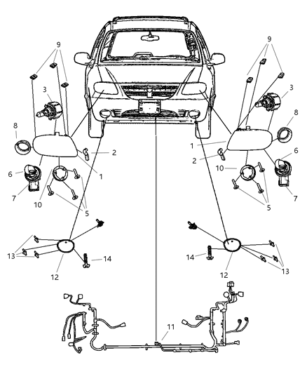 2007 Chrysler Town & Country Driver Side Headlight Assembly Composite Diagram for 4857991AC