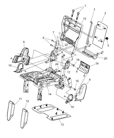 2005 Chrysler Town & Country Cover-RECLINER Seat Diagram for 1AM011J1AA