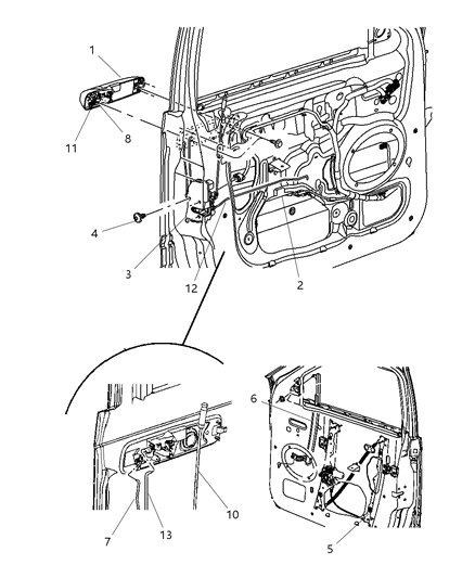 2008 Jeep Grand Cherokee Front Right Passenger Side Door Latch & Lock Actuator Assembly Diagram for 55113372AA