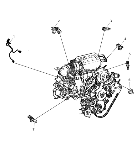 2007 Jeep Commander Sensors - Engine Diagram 1