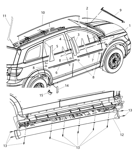 2015 Dodge Journey Exterior Ornamentation Diagram