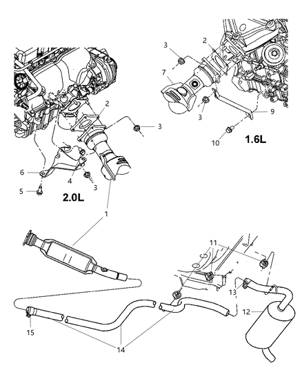 2003 Dodge Neon Exhaust Extension Pipe Diagram for 5278623AD