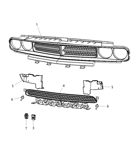 2013 Dodge Challenger Clip-Grille Diagram for 68161561AA